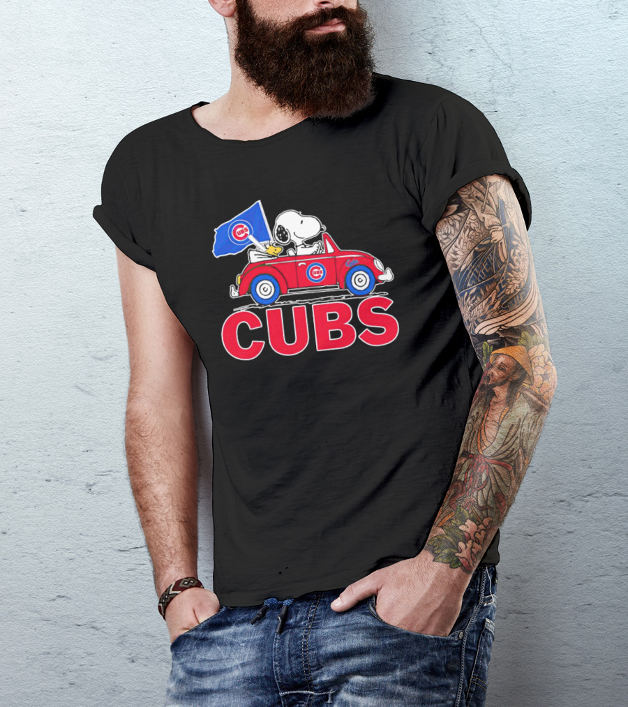 Snoopy Woodstock Chicago Cubs Car Adventure T-Shirt