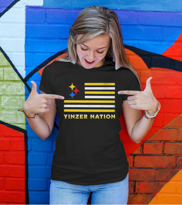 Yinzer Nation Steelers Flag T-Shirt