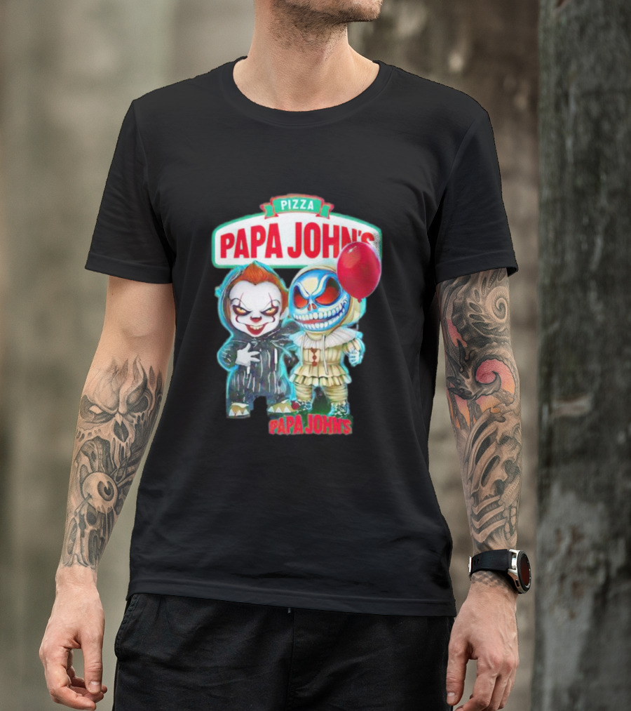 Papa John’s Pennywise Jack Skellington Halloween Pizza Balloon T-Shirt