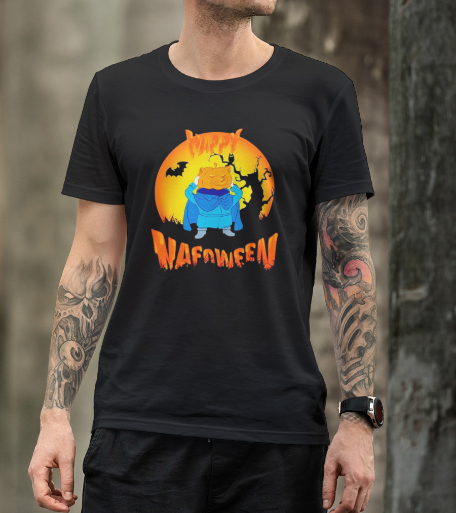 Happy NAFOween Pumpkin Rider With Spooky Moon And Bat T-Shirt