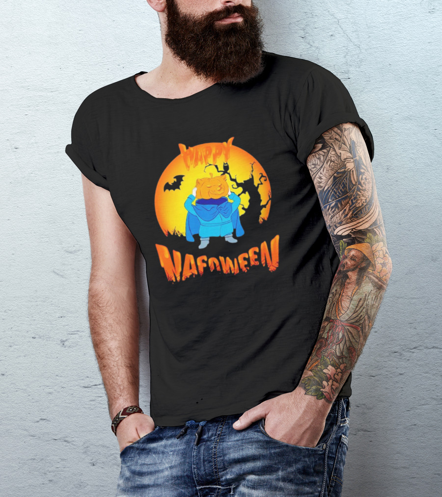 Happy NAFOween Pumpkin Rider With Spooky Moon And Bat T-Shirt