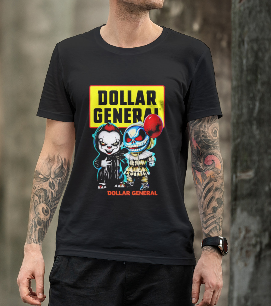 Dollar General Halloween Pennywise And Jack Skellington Crossover T-Shirt