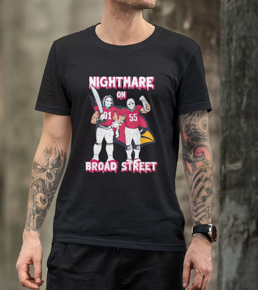 Nightmare On Broad Street Arizona Cardinals Halloween Billy Jason Voorhees T-Shirt