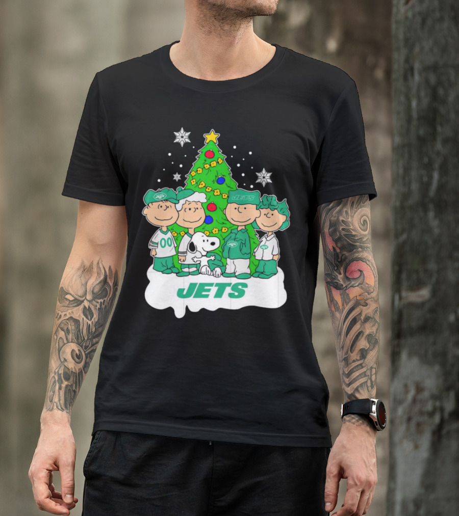 Peanuts Characters Jets Christmas Tree Holiday T-Shirt