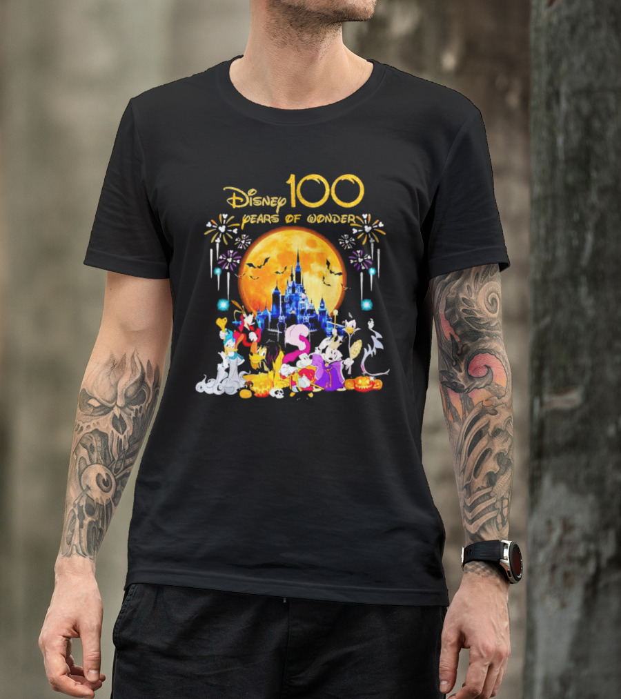 Disney 100 Years Of Wonder Halloween Castle And Characters T-Shirt