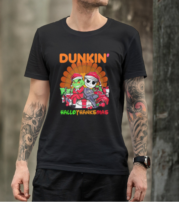 Grinch Jack Skellington Dunkin Hallo Thanks Mas T-Shirt