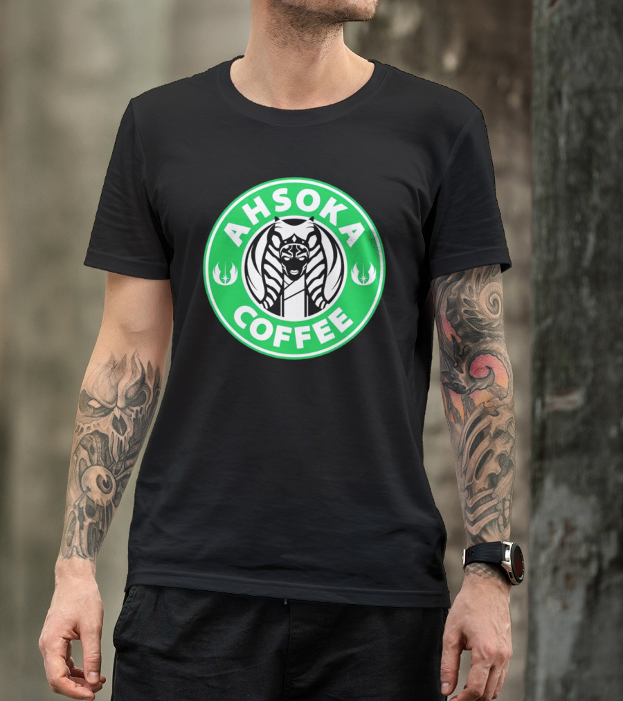 Ahsoka Coffee Star Wars Parody Logo Jedi Symbols T-Shirt
