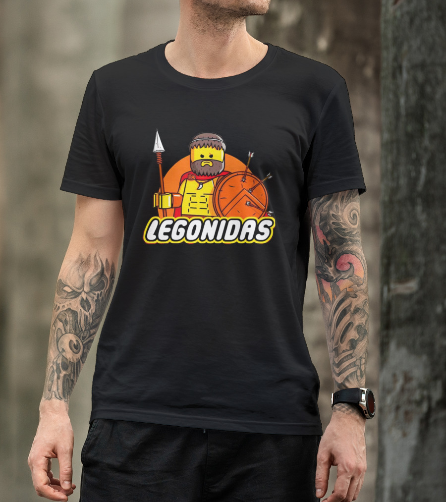 Legonidas Spartan Lego Warrior Spear And Shield Block Figure T-Shirt