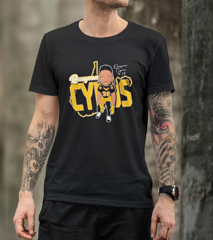 Quayvon Cyrus Caricature #39 Signature Football T-Shirt
