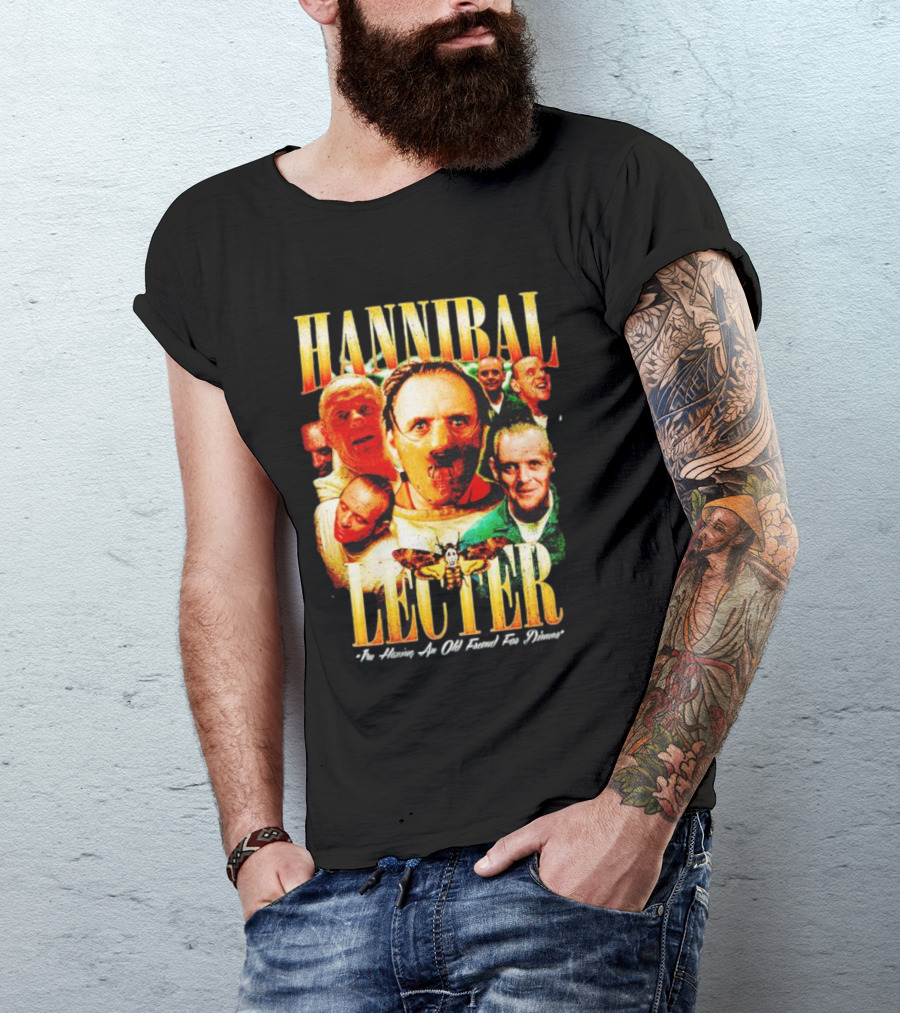 Hannibal Lecter I'm Having An Old Friend For Dinner With Multiple Faces And Moth T-Shirt