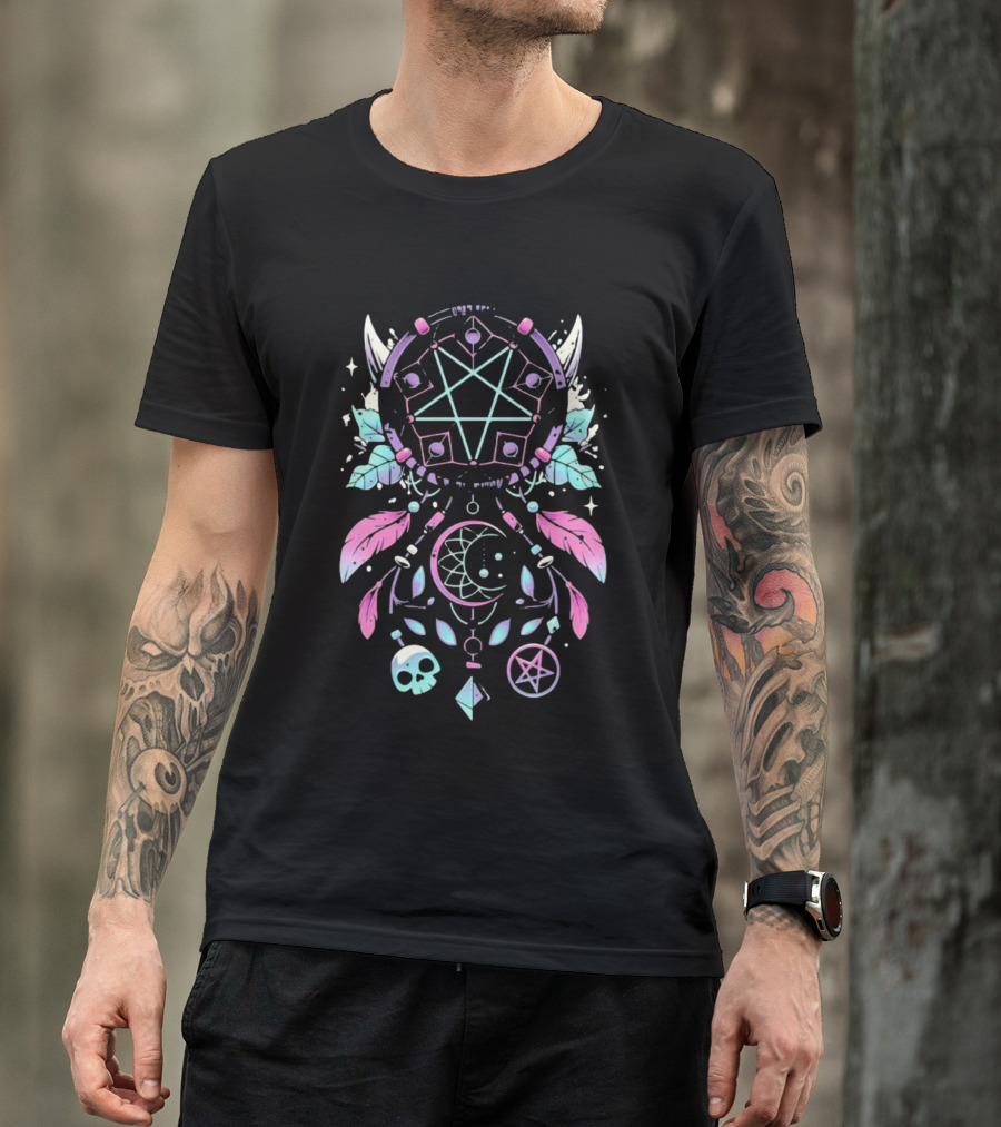 Nightmare Catcher Halloween Pentagram Skull Moon T-Shirt