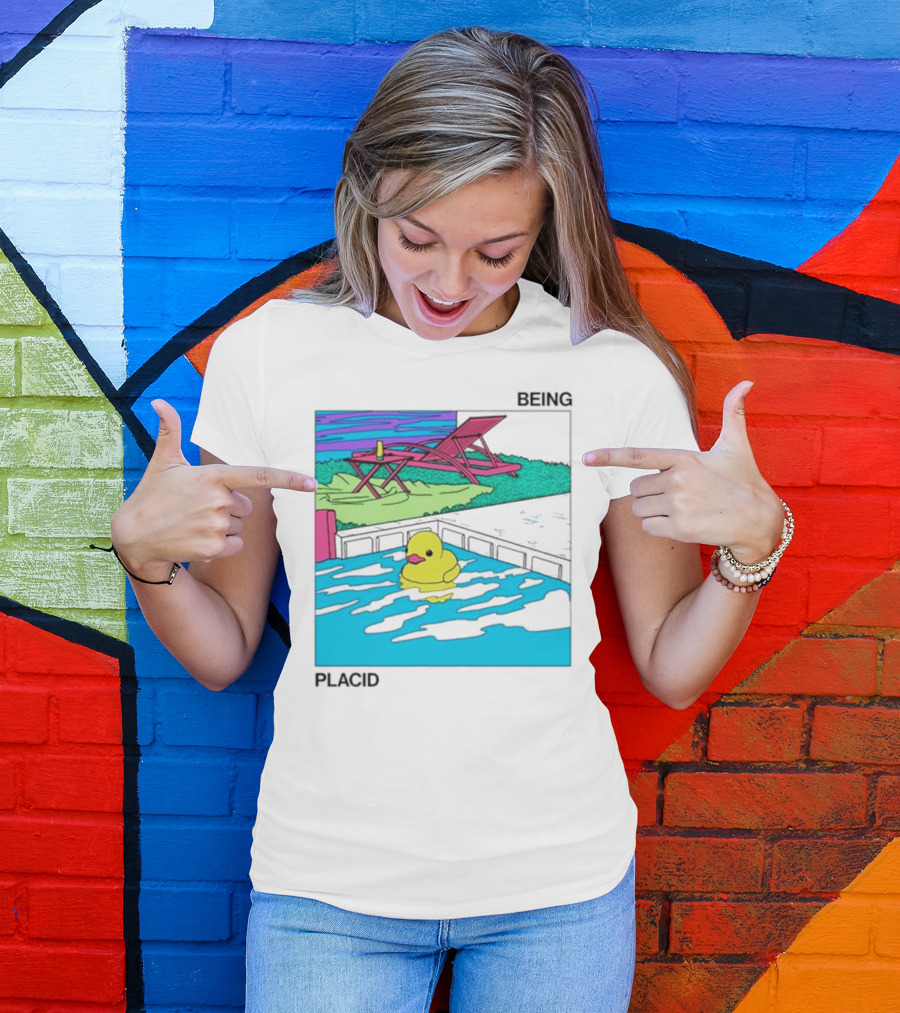 Being Placid Duck Pool Lounger Scene T-Shirt