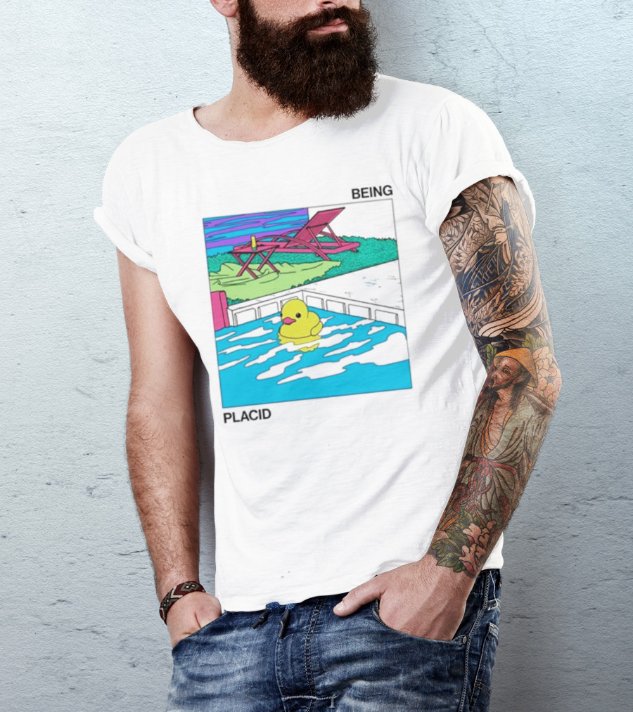 Being Placid Duck Pool Lounger Scene T-Shirt