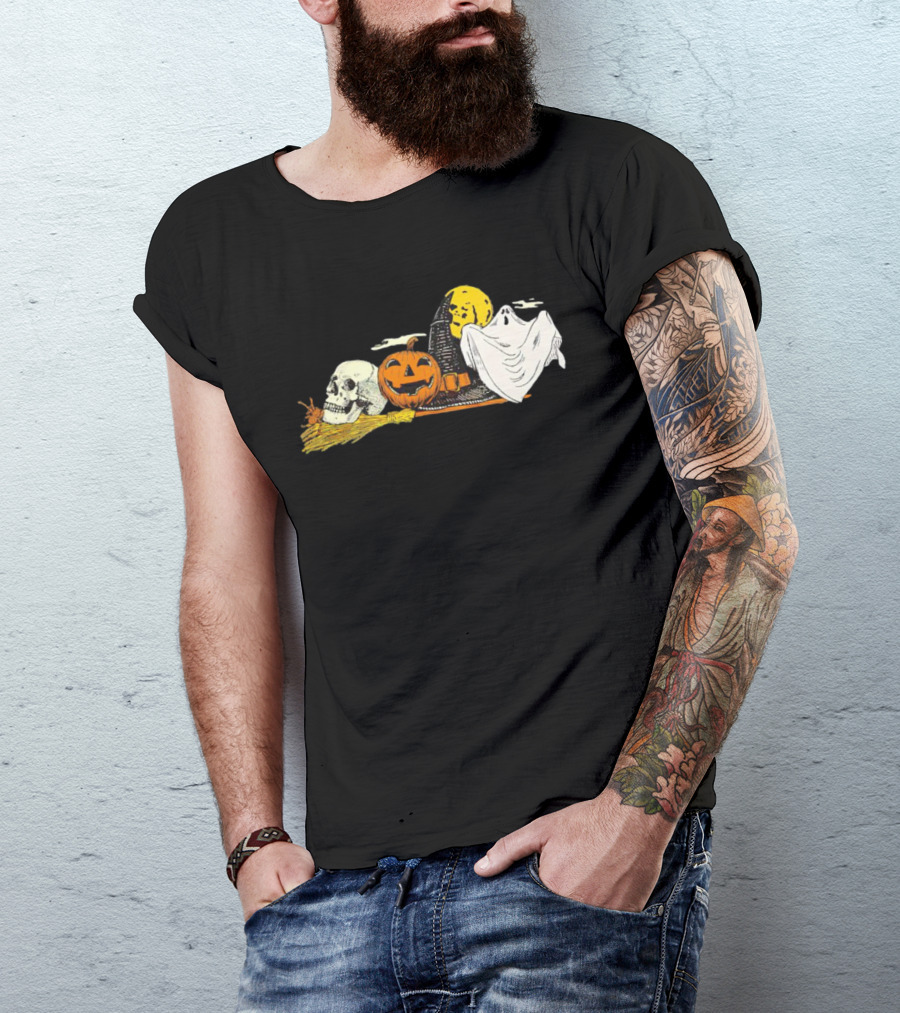 Vintage Kentucky Halloween Ghost Pumpkin Skull Moon T-Shirt