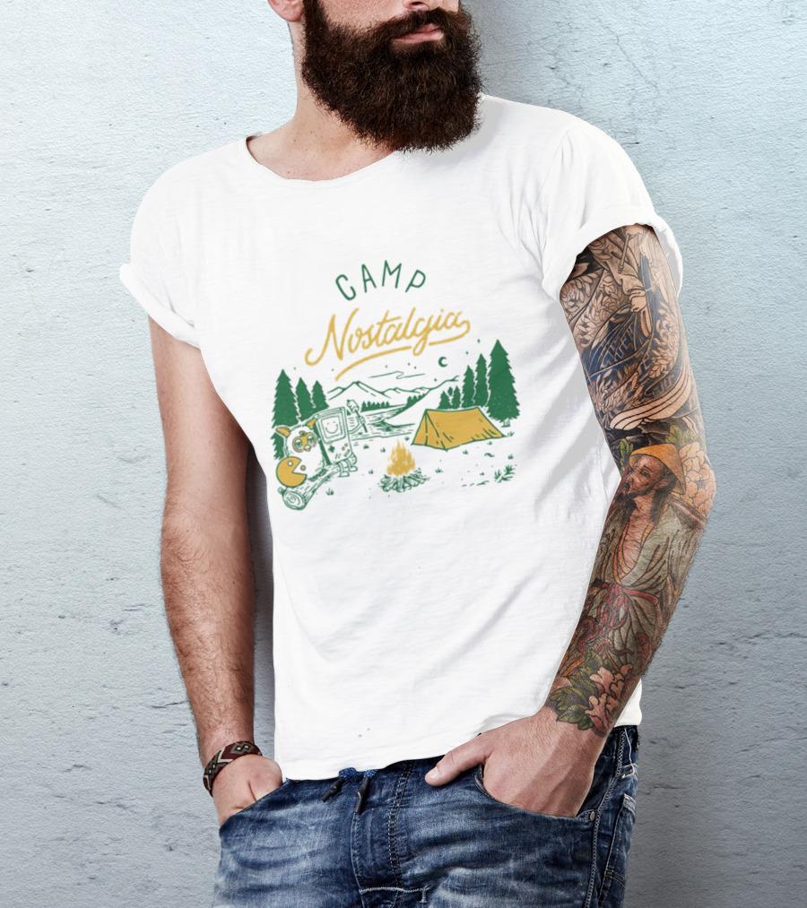 Camp Nostalgia Campfire Tent Forest Night Scene T-Shirt