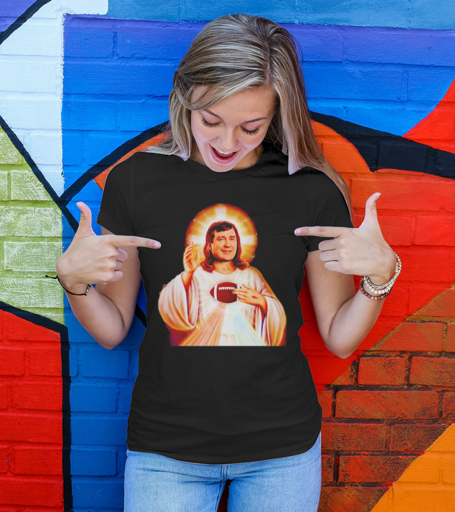 Church Of Smart Jesus With Football Halo T-Shirt