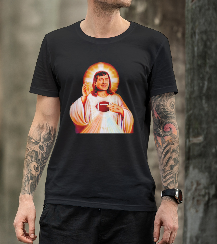 Church Of Smart Jesus With Football Halo T-Shirt