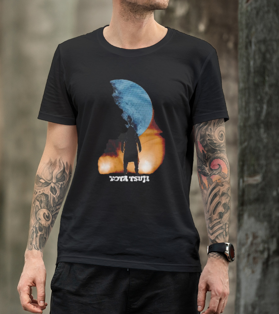 Yota Tsuji Moonrise Silhouette Against Orange And Blue Sky T-Shirt