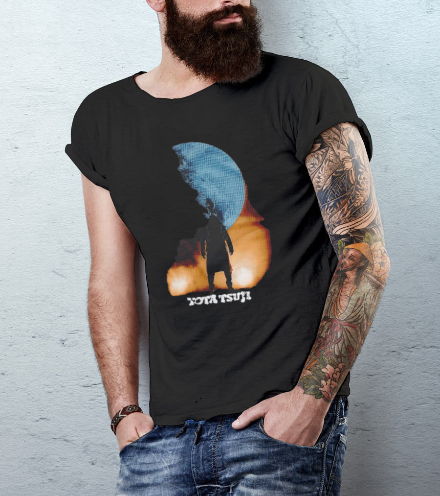 Yota Tsuji Moonrise Silhouette Against Orange And Blue Sky T-Shirt