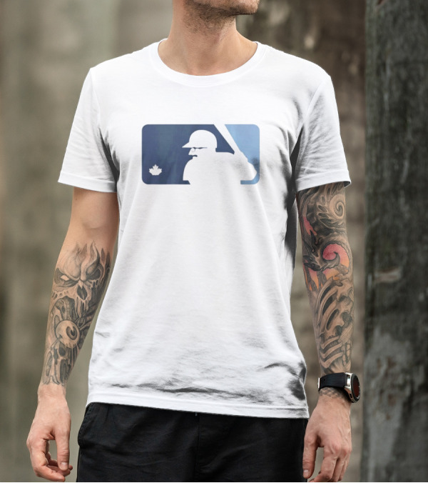BlueJays Schneider Stache Batter Silhouette With Maple Leaf T-Shirt