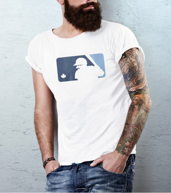 BlueJays Schneider Stache Batter Silhouette With Maple Leaf T-Shirt