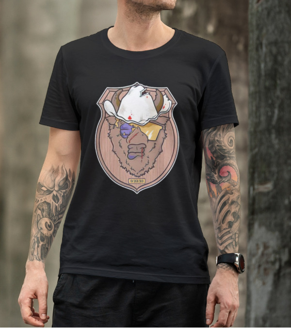 9/23/23 Cowboy Bison Face Shield T-Shirt