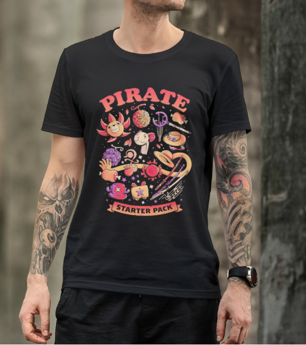 Pirate Starter Pack One Piece Treasure Jolly Roger Icons T-Shirt