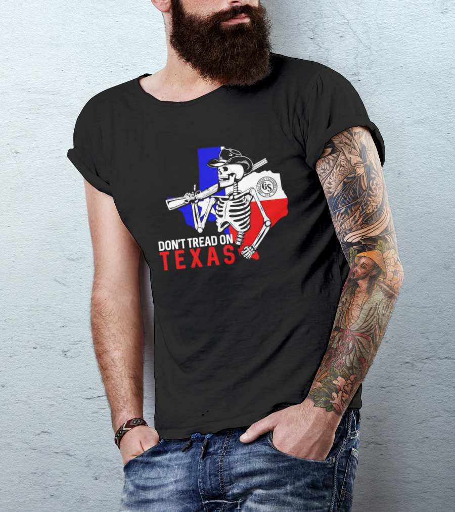 Don't Tread On Texas Skeleton Cowboy State Guard Seal T-Shirt