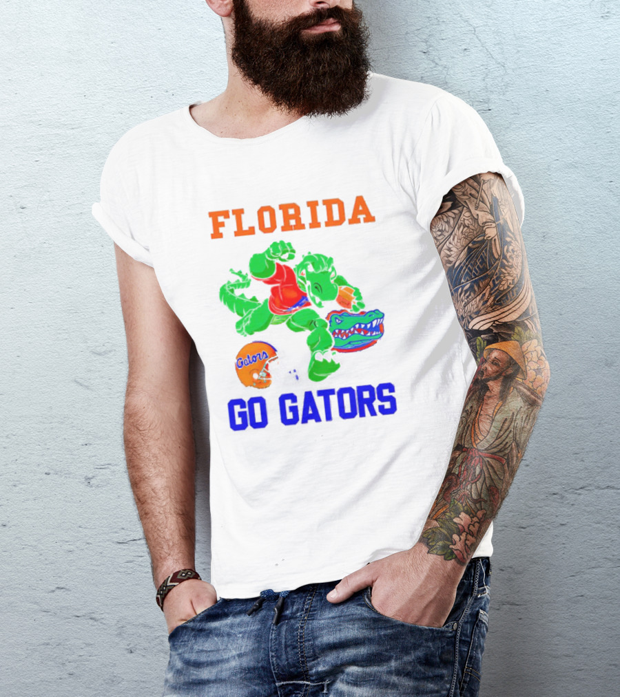 Florida Gators Go Gators Football Alligator With Gators Helmet T-Shirt