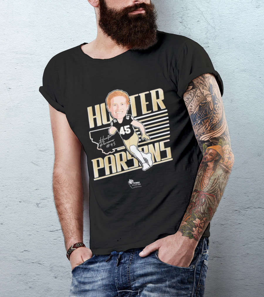 Hunter Parsons #45 Caricature Signature Running T-Shirt