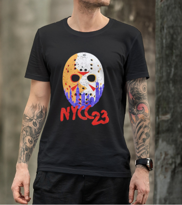 NYCC 23 Jason Voorhees Hockey Mask Skyline T-Shirt