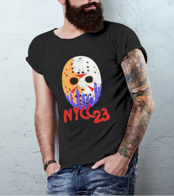 NYCC 23 Jason Voorhees Hockey Mask Skyline T-Shirt