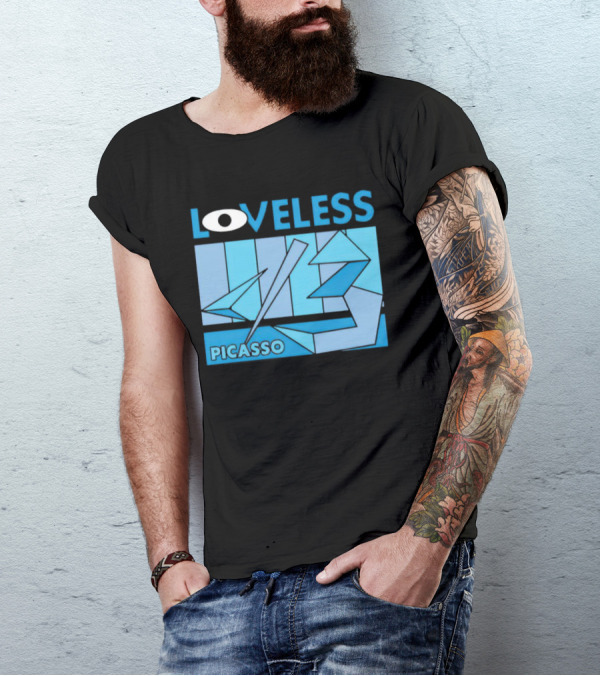 Loveless Picasso Abstract Eye Blue Geometric T-Shirt