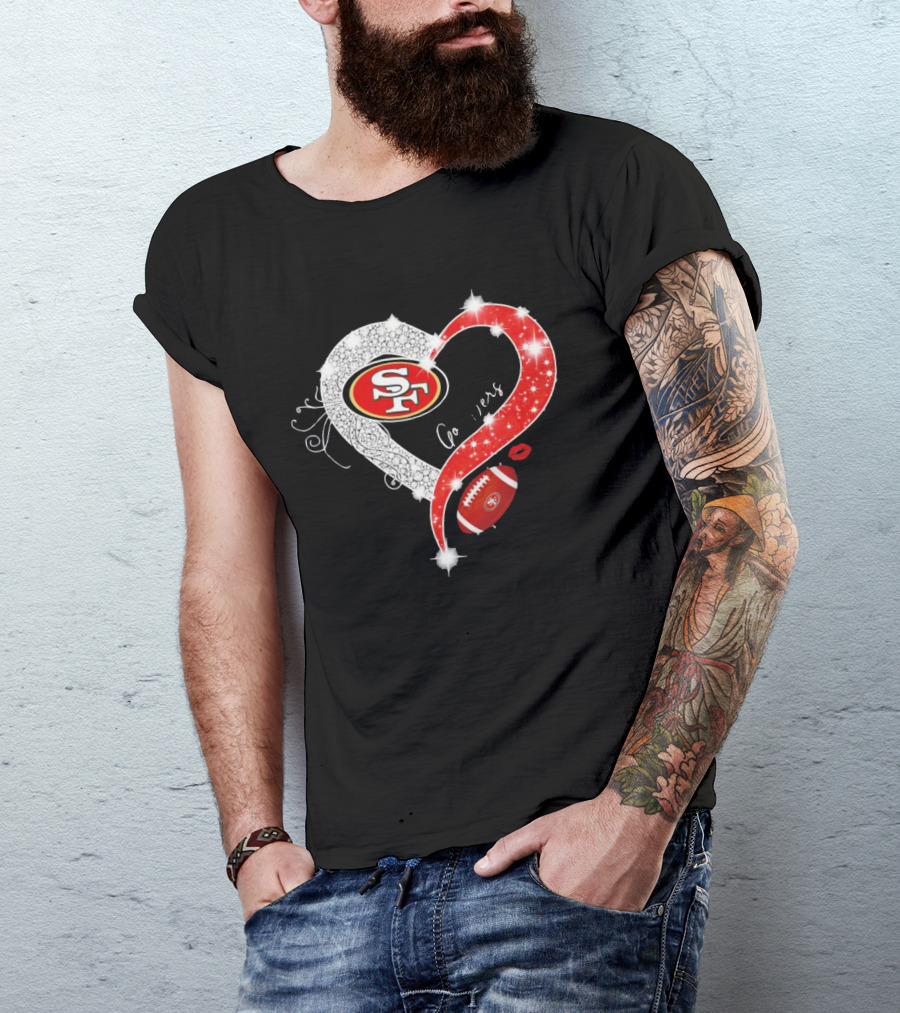 San Francisco 49ers Heart Diamond Blink Football 49ers T-Shirt