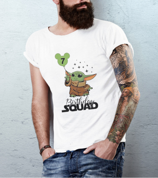 Baby Yoda Star Wars Birthday Squad 7 T-Shirt
