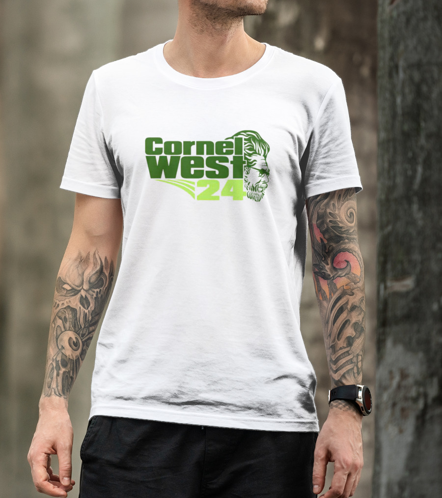 Cornel West 24 Bust Portrait In Green T-Shirt