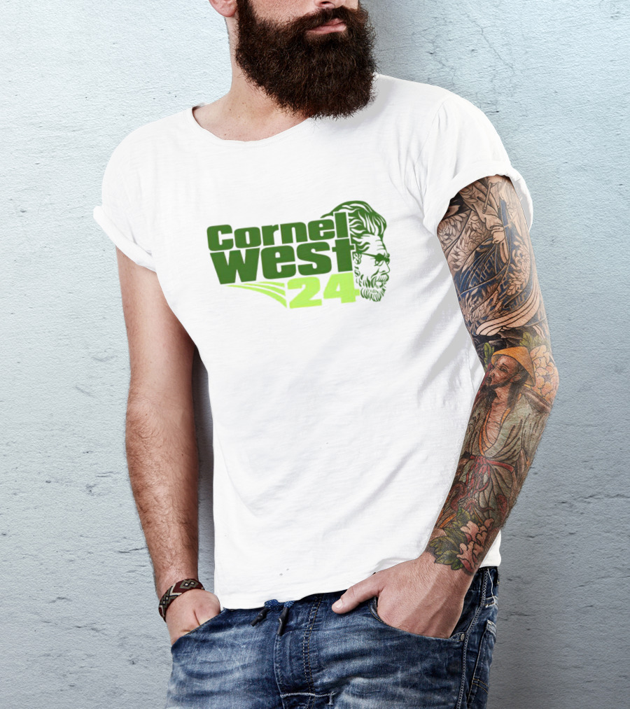 Cornel West 24 Bust Portrait In Green T-Shirt