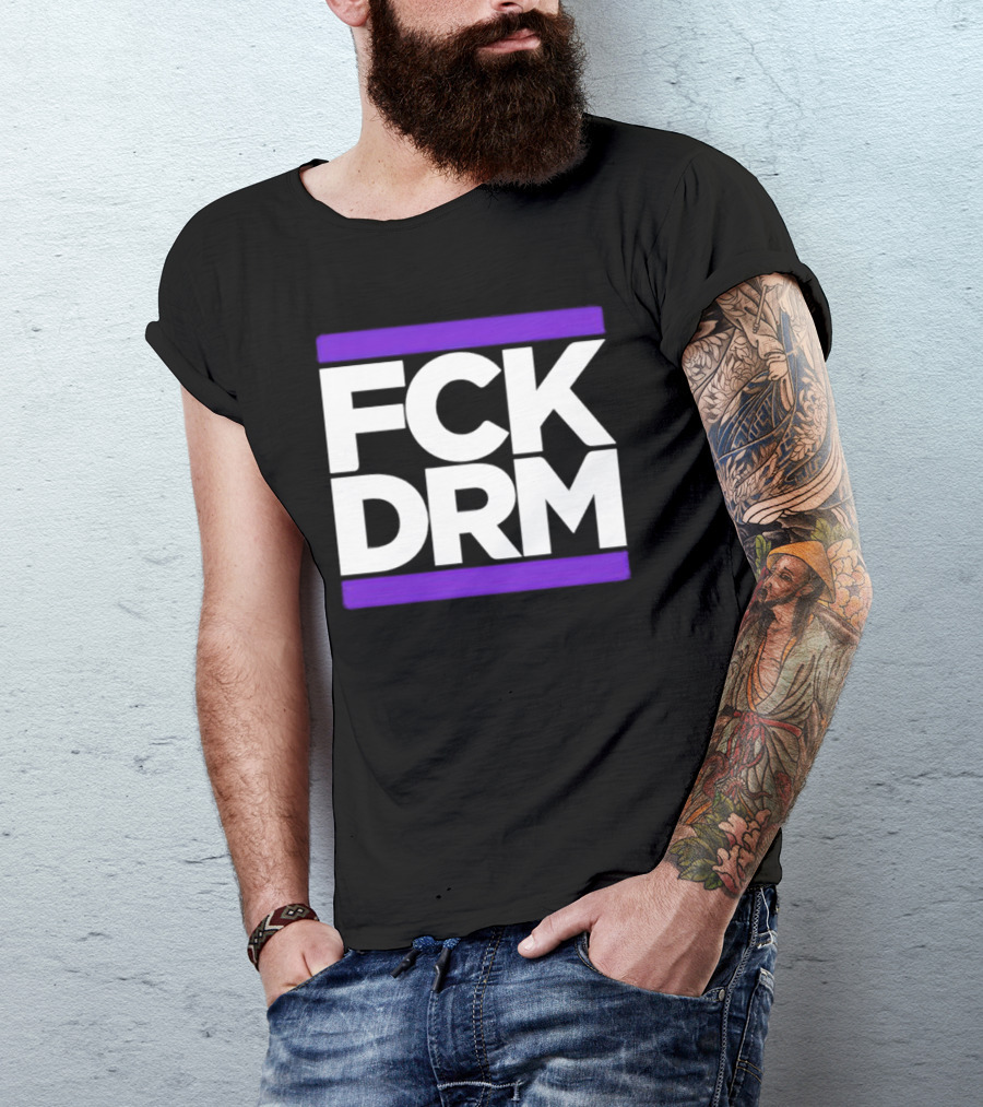 FCK DRM White Text On Purple T-Shirt