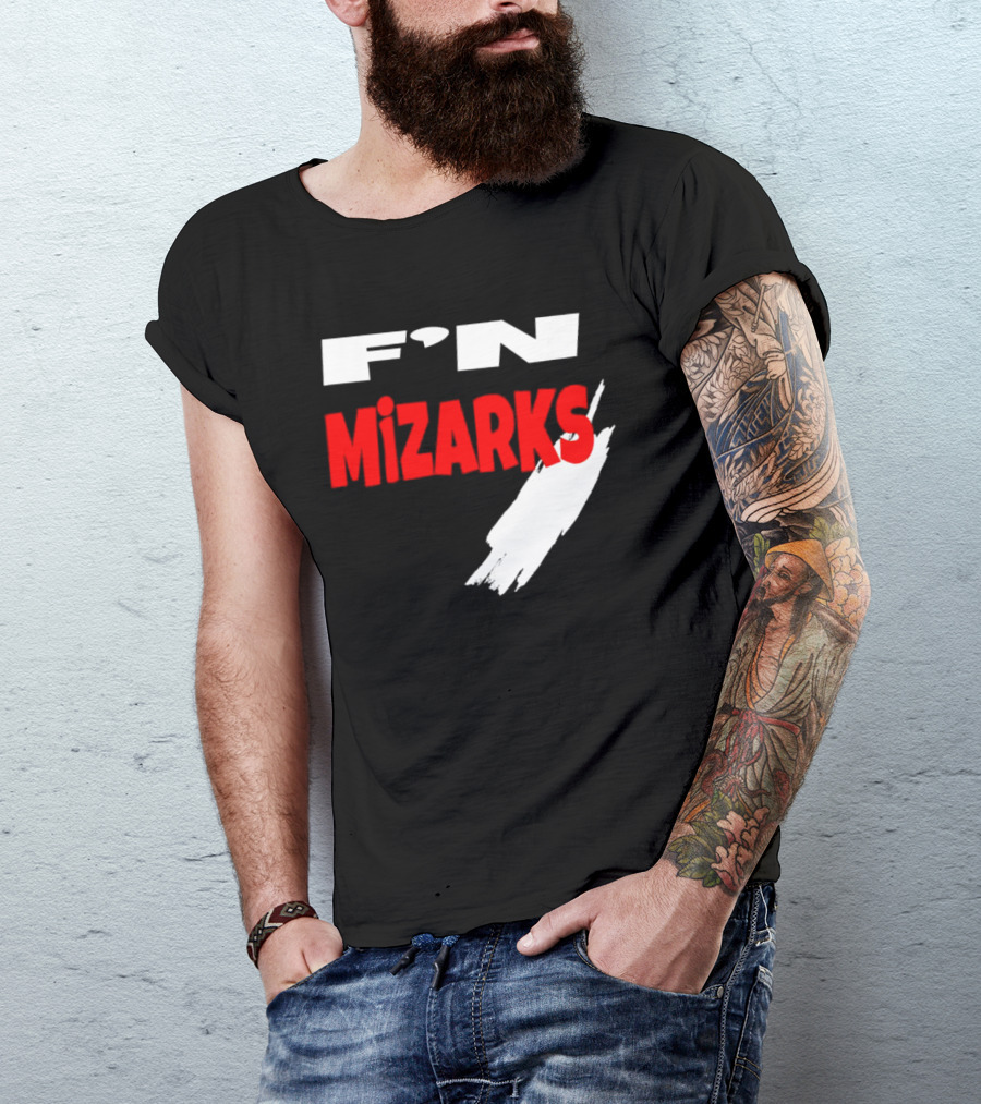 F'N Mizarks Bold Red And White Text With Brushstroke T-Shirt