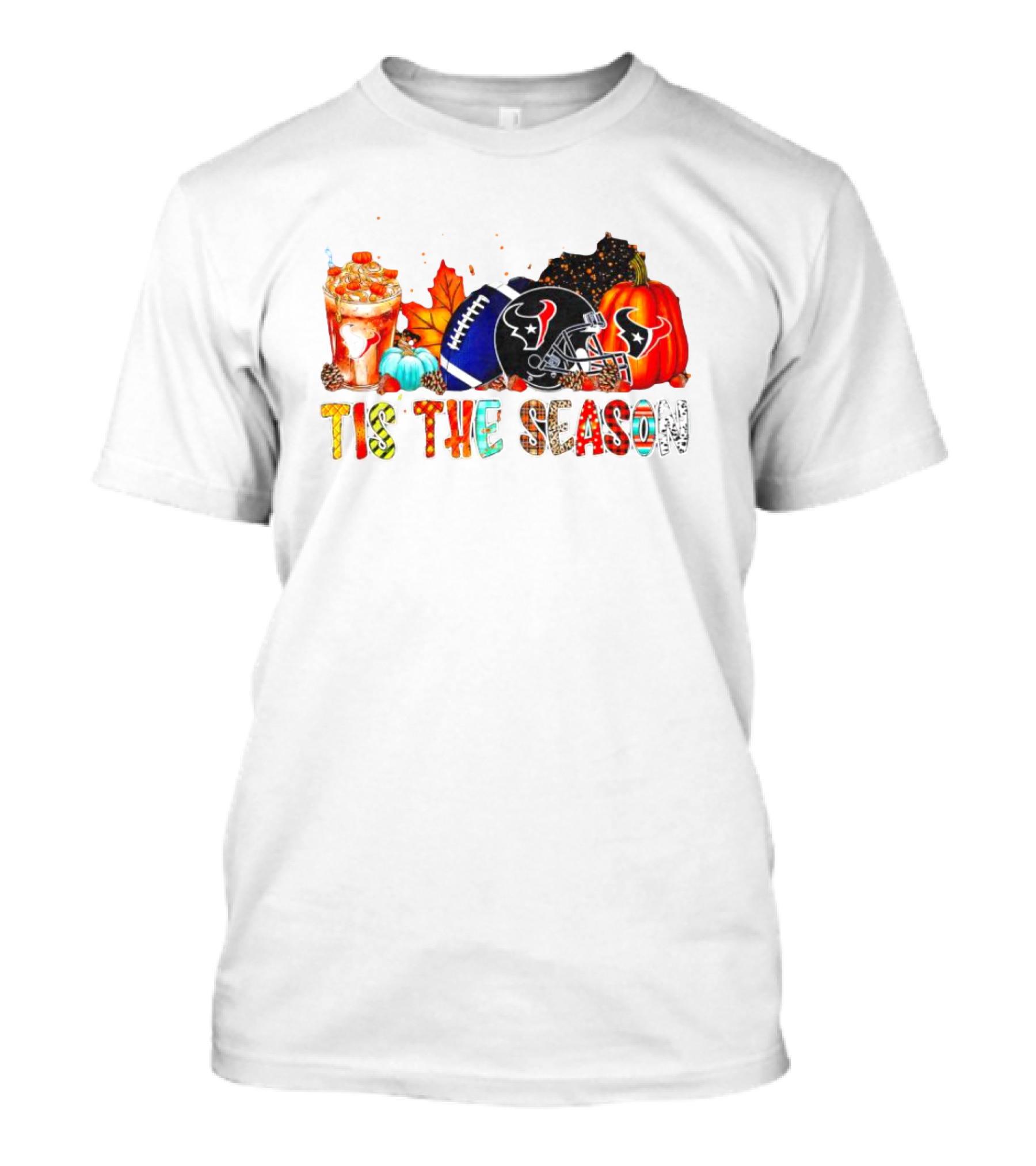 Houston Texans Tis The Season Halloween Football Pumpkins Fall Decor T-Shirt