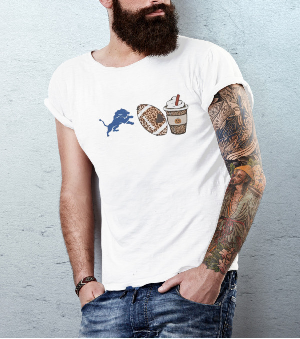 Detroit Lions Leopard Football Pumpkin Spice Fall Season T-Shirt