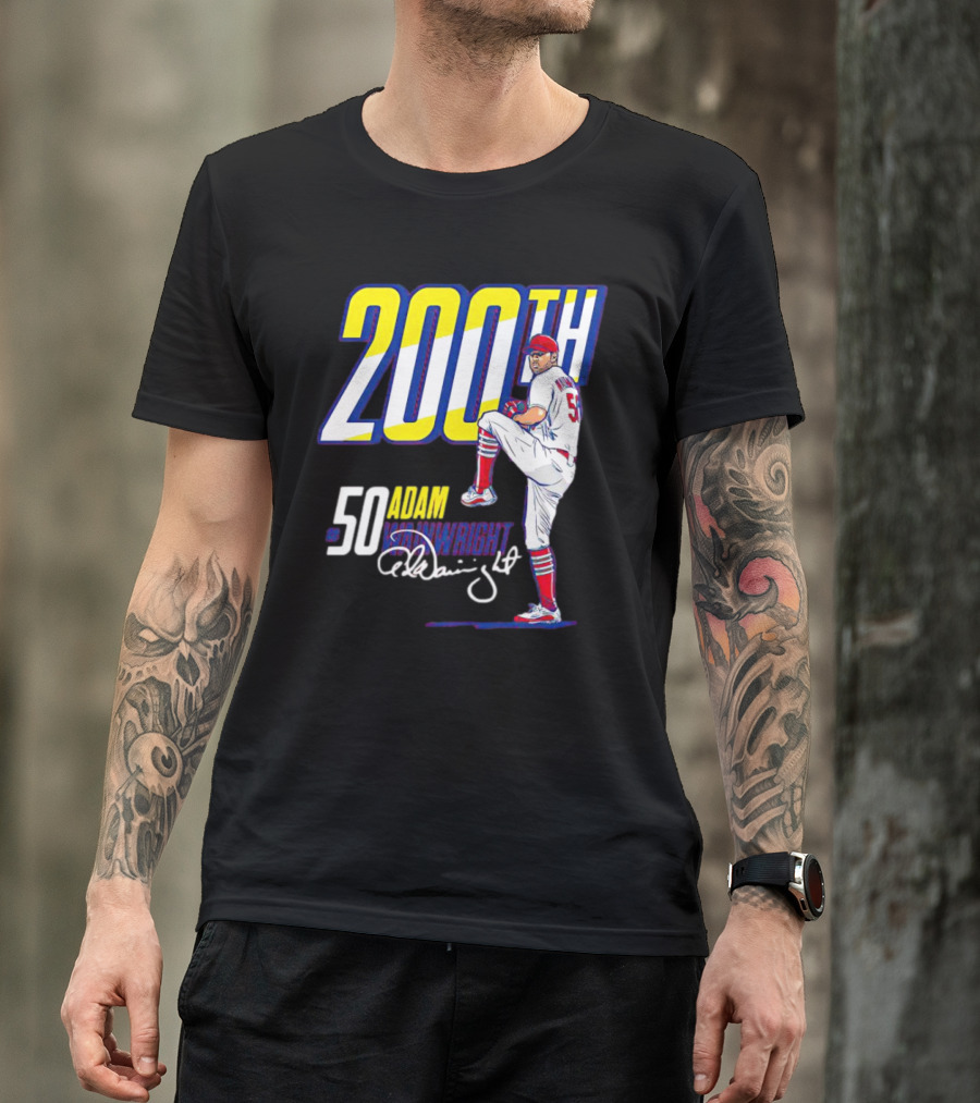 200th Win Adam Wainwright 50 Signature Baseball Player T-Shirt