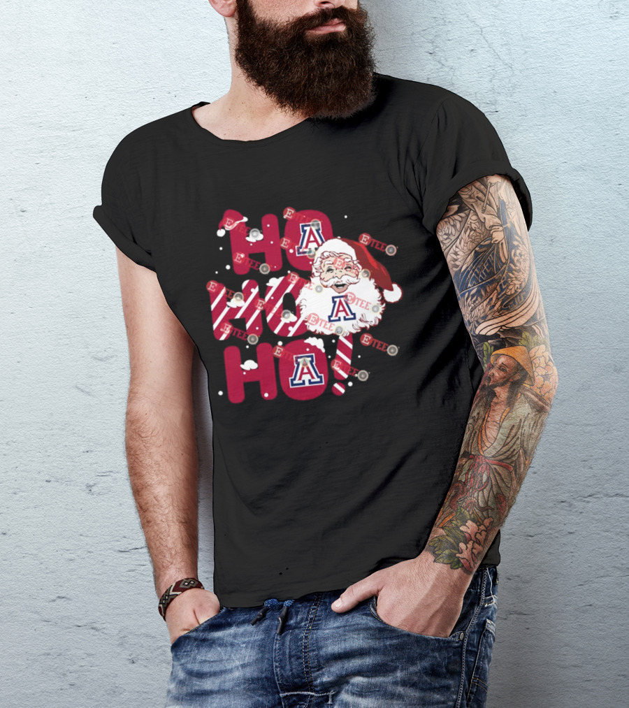 Arizona Wildcats Santa Claus Ho Ho Ho Christmas Holiday Spirit T-Shirt