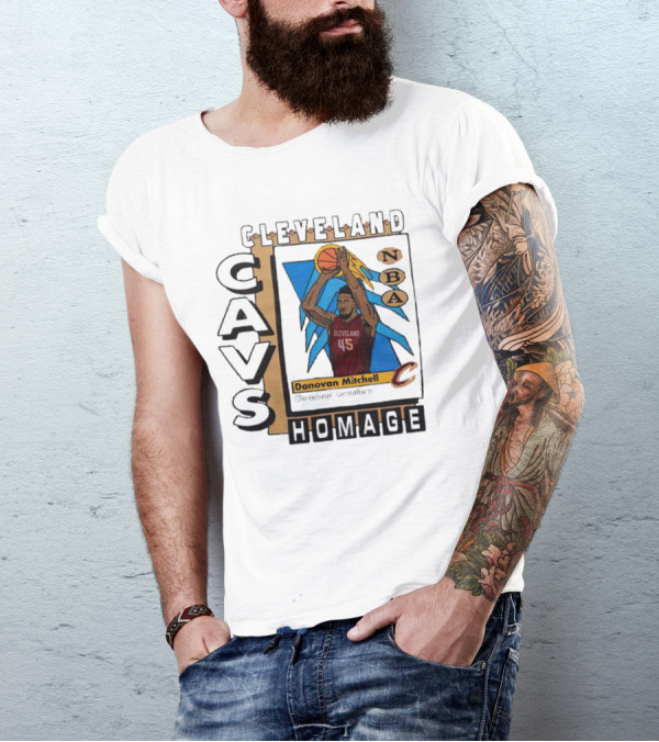 Cleveland Cavs Donovan Mitchell NBA Homage Trading Card T-Shirt