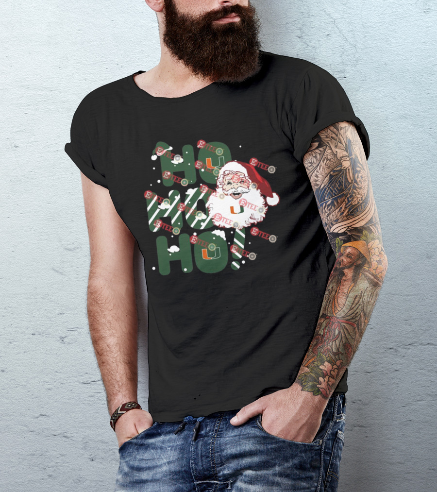 Ho Ho Ho Miami Hurricanes Santa Claus Christmas T-Shirt