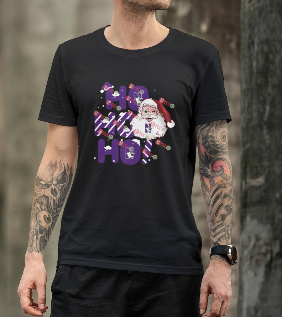 Northwestern Wildcats Santa Claus Ho Ho Ho Christmas Snowflakes T-Shirt