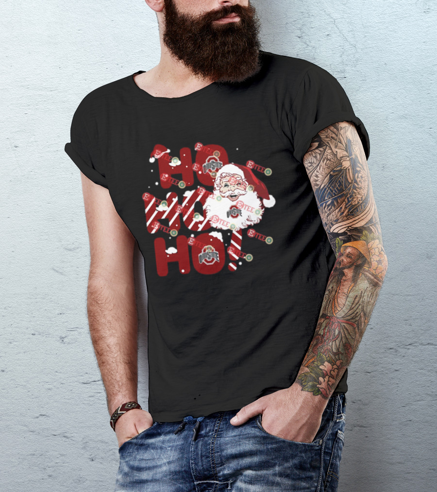 Ohio State Buckeyes Santa Claus Ho Ho Ho Christmas Holiday Spirit T-Shirt
