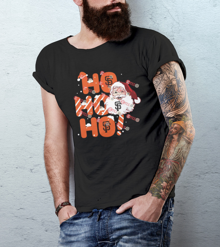 San Francisco Giants Santa Claus Ho Ho Ho Christmas Snowflakes Santa Hat T-Shirt