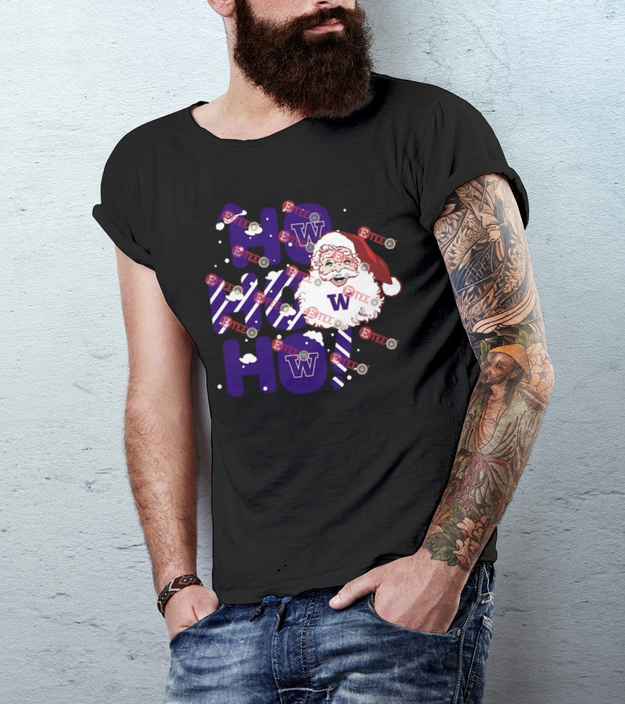 Washington Huskies Ho Ho Ho Santa Claus Christmas T-Shirt