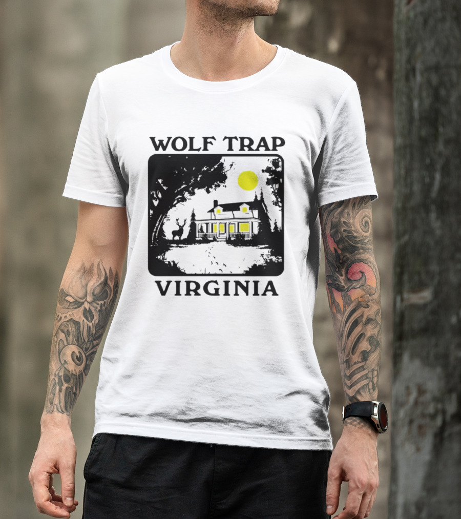 Wolf Trap Virginia Night Scene With Cabin And Deer T-Shirt